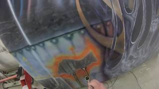 Airbrushing rusted metal effect