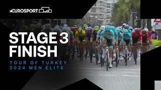 CHAOTIC SPRINT! 😬 | Tour of Turkey Stage 3 Race Finish | Eurosport Cycling