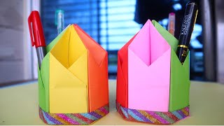 Pen Holder: How to Make Origami Pen Holder | Hexagonal Pen Holder Making Ideas