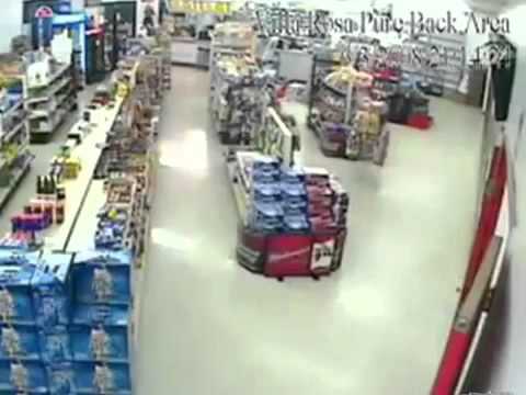 Fat Guy Falls Through Convenience Store Ceiling