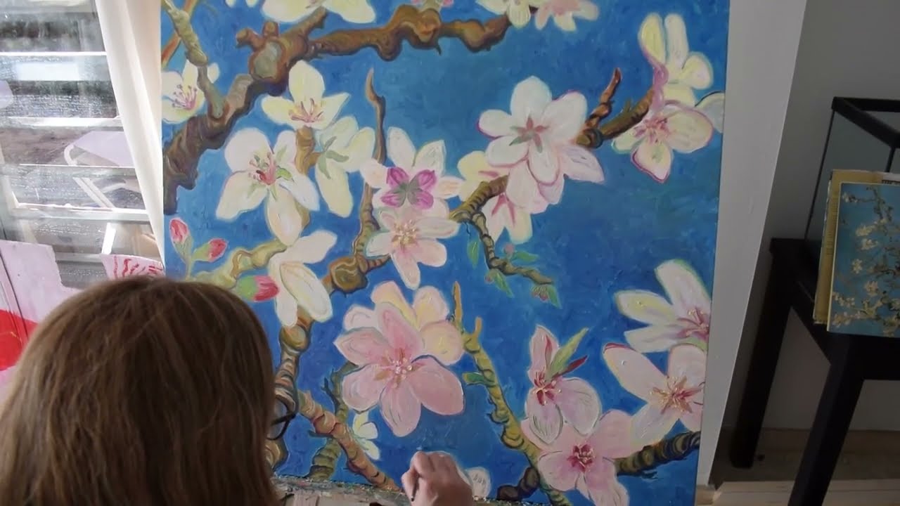 Almond blossom painting inspired by Van Gogh 