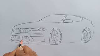 BMW M5 F90 Drawing | Easy Step by Step Car Drawing Tutorial Bmw M5 Competition Drawing