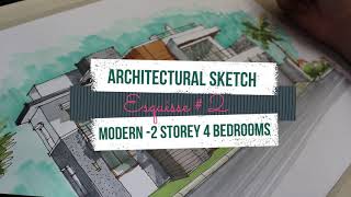 Architectural Sketch | MODERN 2 Storey 4 Bedrooms