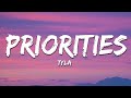 Tyla - Priorities (Lyrics)