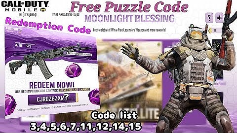 Moonlight Blessing Free Puzzle Code 3,4,5,6,7,11,12,14,15 And New Redemption Code in Codm😮