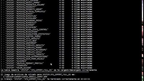 Exportacion e importacion base de datos en oracle sqlplus