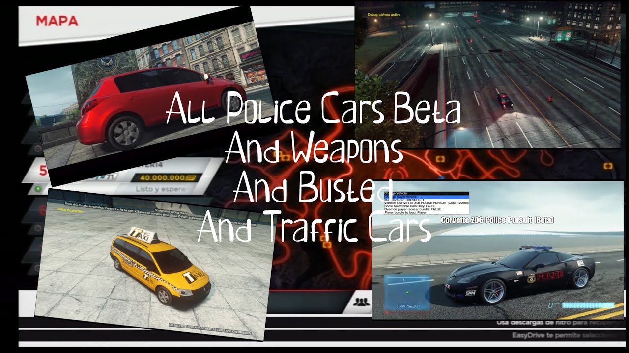 Beta NFSMW2012 All Police Cars Traffic Cars Weapons Busted Curiosities