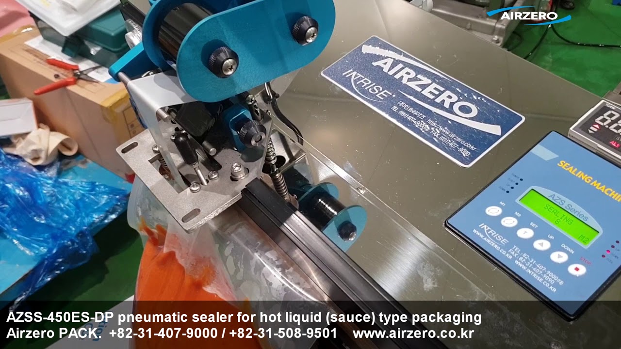 Pneumatic sealer with numbering printer option for hot liquid (sauce