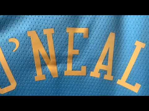 Видео: Баскетбольна джерси NBA Los Angeles Lakers №34 Shaquille O'Neal Blue Print