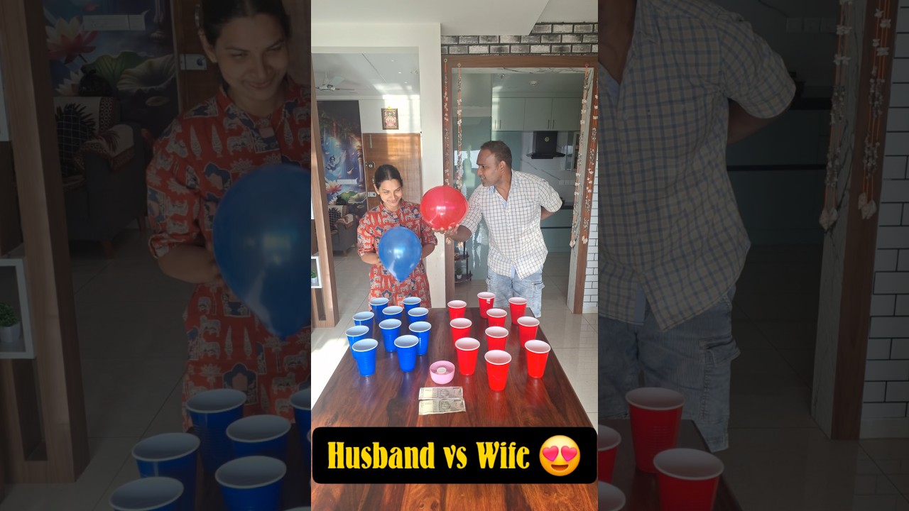 Who Wins This Balloon Flip Challenge? 🎈😆Who Wins This Balloon Flip Challenge? #husbandwife #viral
