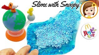 【ASMR】ハッピーセットのスヌーピーとスライム　Fishbowl and Spangle Slime with Snoopy Mcdonald's Happy meal