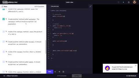 Learn Java - 3.4 OOP Java Calculator Project | Codecademy Walkthrough