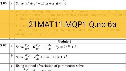 [21mat11] Model Question Paper 1- (Q.6a) | Reducible to Exact | M3 | Differential Equation