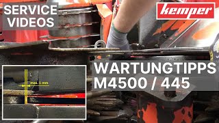 Wartungstipps Kemper M4500 / 445
In diesem Video geben wir ein Paar Tipps zur Wartung Ihres Kemper M4500 / 445 Mähvorsatzes.
00:22 Räumer der Einzugstrommel
3:43 Räumer der Schrägfördertrommel
5:05 Reibbeläge der Einzugstrommel
7:39 Sägemesser: https://www.kemper-stadtlohn.de/fileadmin/downloads/Aftermarket/Kits/de/Beschichtete_S%C3%A4gemesser.pdf
Mehr Nachrüstbündelinformationen finden Sie unter: https://www.kemper-stadtlohn.de/kemperplus
Für sicheren Betrieb Ihres Kemper Vorsatzes beachten Sie in jedem Fall die Inhalte der Betriebsanleitung! Wartungstipps Kemper M4500 / 445