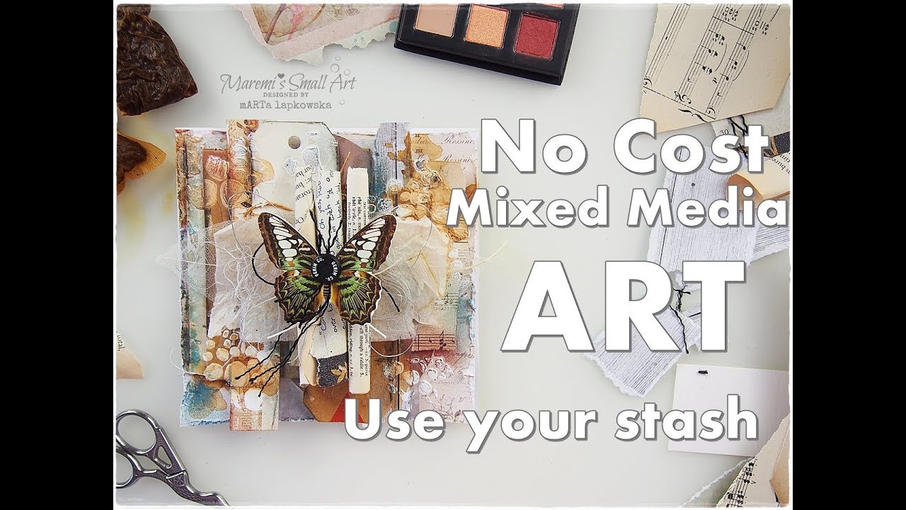 No Cost Mixed Media Cardmaking Use Your Craft Stash ♡ Maremi's Small ...