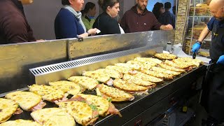 Italy Street Food  Flat Bread Filled with Salami, Ham, Mortadella  'Spianata Bolognese'