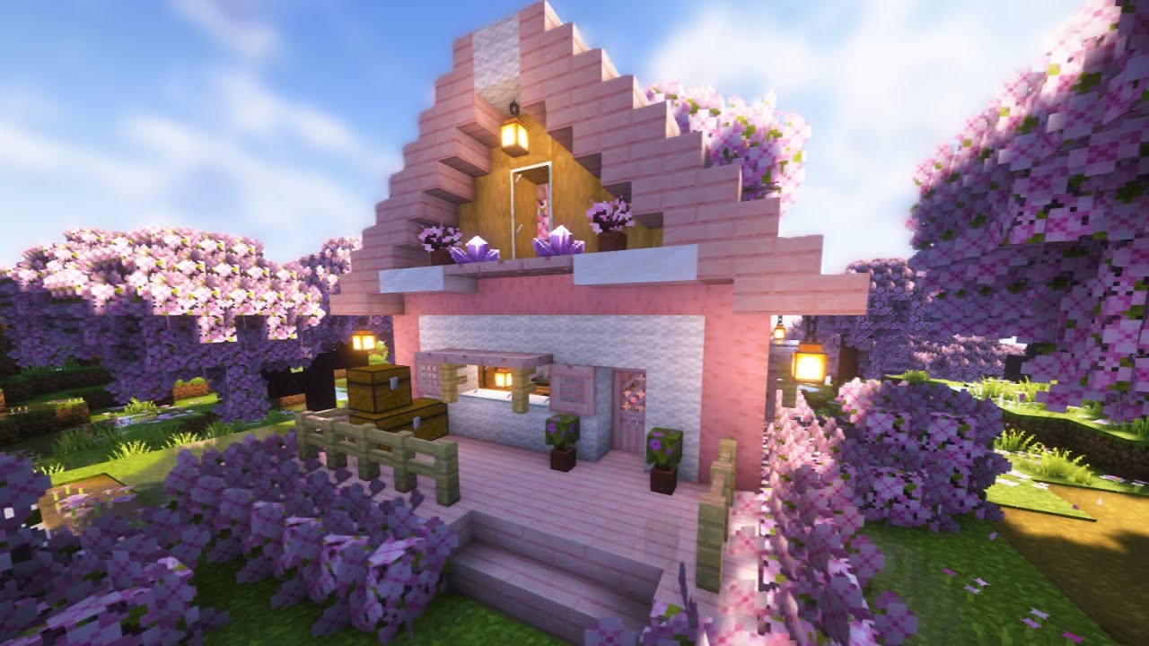 Minecraft | How to build a Cherry Blossom House | Easy tutorial - YouTube