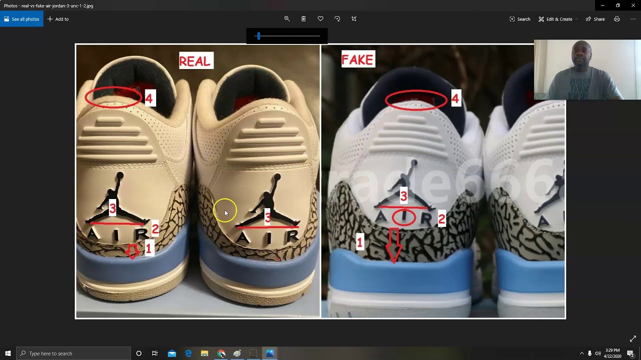 jordan 3 unc real vs fake