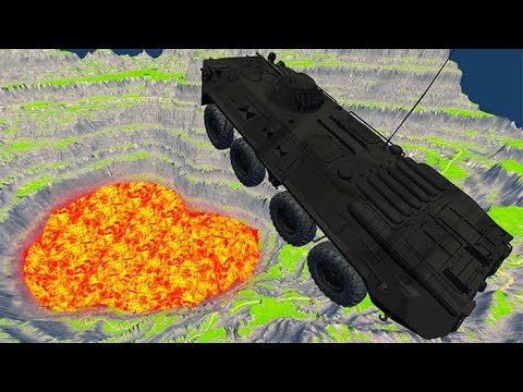 BeamNG drive - Leap Of Death Car Jumps & Falls Into Red water