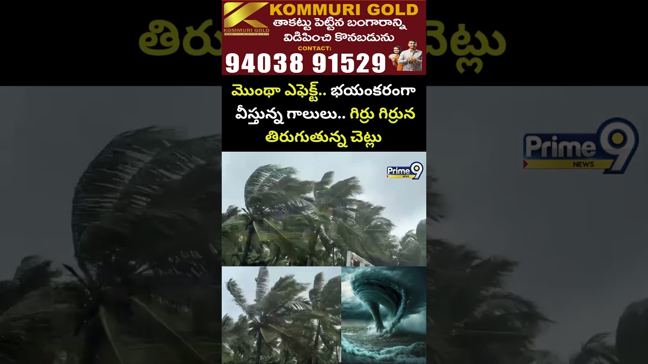 మొంథా ఎఫెక్ట్.. భయంకరంగా వీస్తున్న గాలులు..గిర్రు గిర్రున తిరుగుతున్న చెట్లు | Cyclone Montha Effect