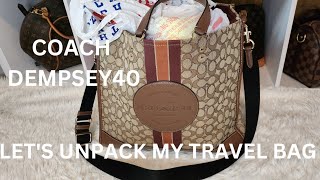 LET'S UNPACK MY TRAVEL BAG COACH DEMPSEY 40/ NEW BAG CHARMS