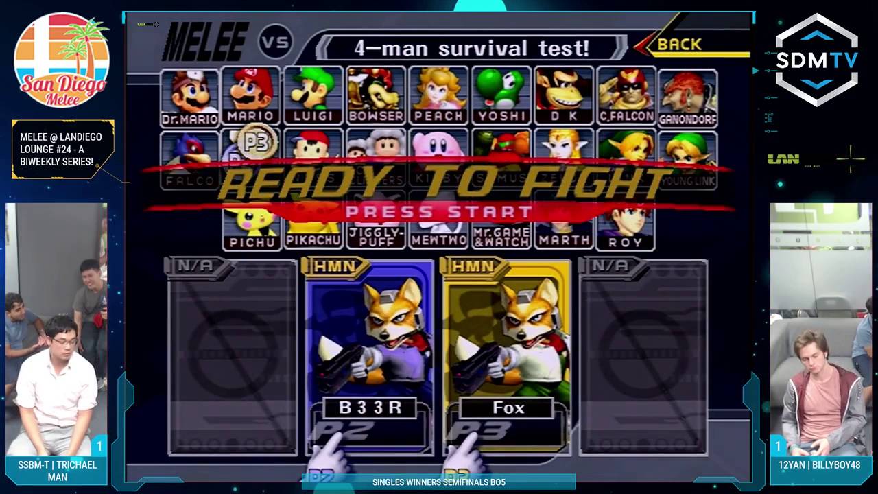 Melee @ LDL #24 - SSBM-T | Trichael Man vs. 12YAN | billyboy48 - Singles WSF - Melee