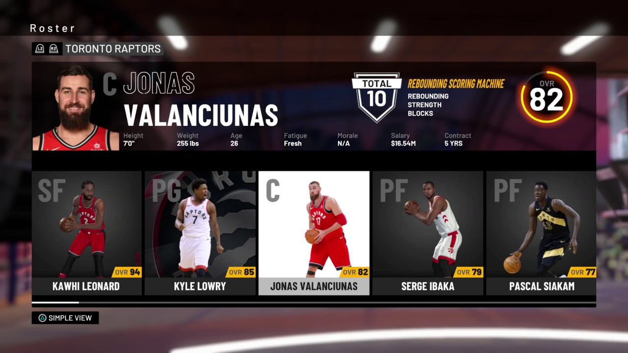 roster for the toronto raptors