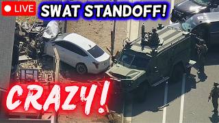 🔴 BREAKING: Tense SWAT Standoff! Barricaded Suspect After Police Chase Crash SWAT Surrounds