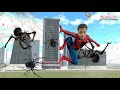 Helping to indian  bikes driving 3d city from dangerous spider man