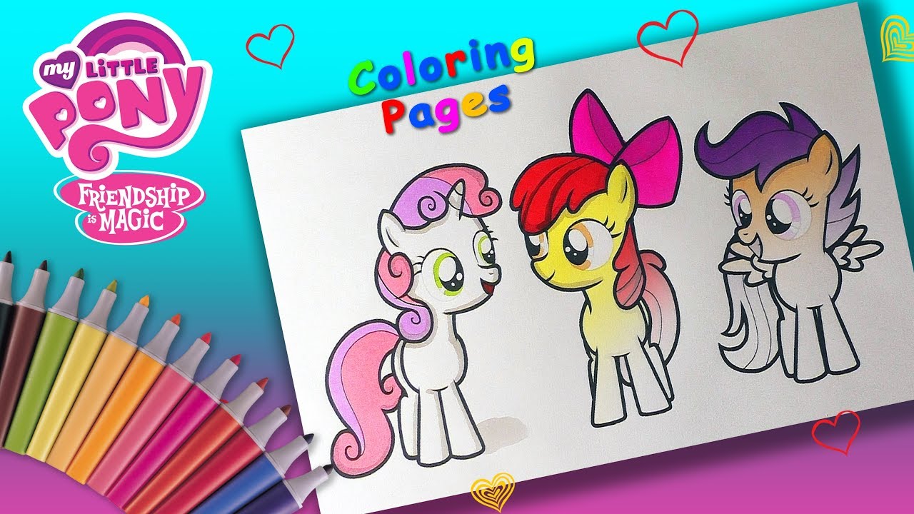 My Little Pony Coloring book for kids. Apple Bloom Sweetie Belle and ...