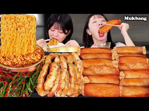 라면 20개 먹는 대식가 친구!!😳 친구와 통대창 튀김 + 곱창 5kg + 라면 먹방(ft.먹갱)🔥ㅣ대창 먹방 Large intestines Spicy Samyang Ramen