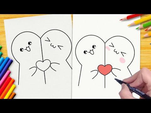 ❤️👉COMO DESENHAR UM CASAL DE BONEQUINHOS FOFOS