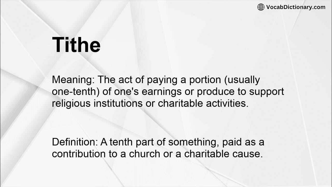 Tithe meaning youtube