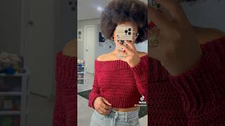 off-shoulder crochet sweater by me, tutorial is live #crochetsweater #moderncrochet #crochetclothing