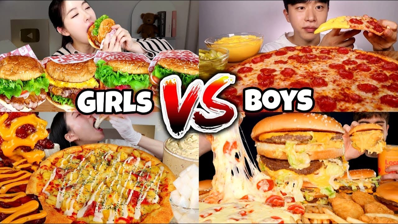 Boys VS Girls FAST FOOD Mukbang Challenge😱 (17,000+ Calories)
