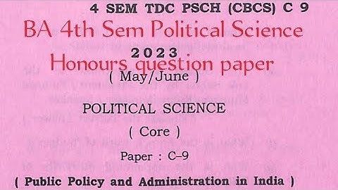 BA 4th Sem political science honours question paper c9 Dibrugarh University 2023