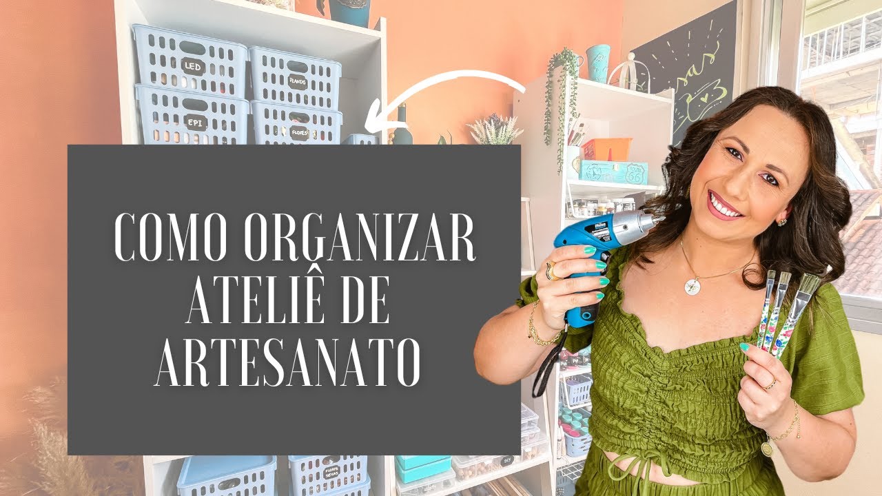 Como organizar e decorar ateliê de artesanato simples - home office - apartamento alugado