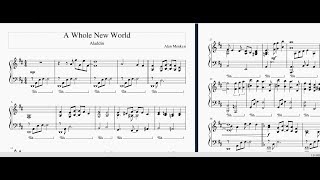 ホール ニュー ワールド A Whole New World ピアノ Piano 楽譜 Score Youtube