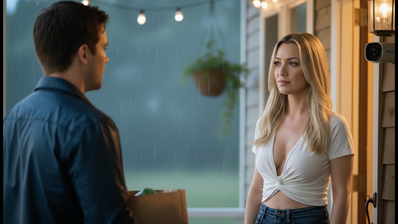 A Single Dad Was Delivering Groceries in the Rain — Then She Smiled “Stay… I’ll Keep You Warm”