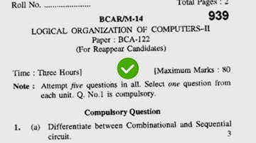 2014 Kuk BCA 2nd Sem Reappear Logical Organisation of Computer Question Paper