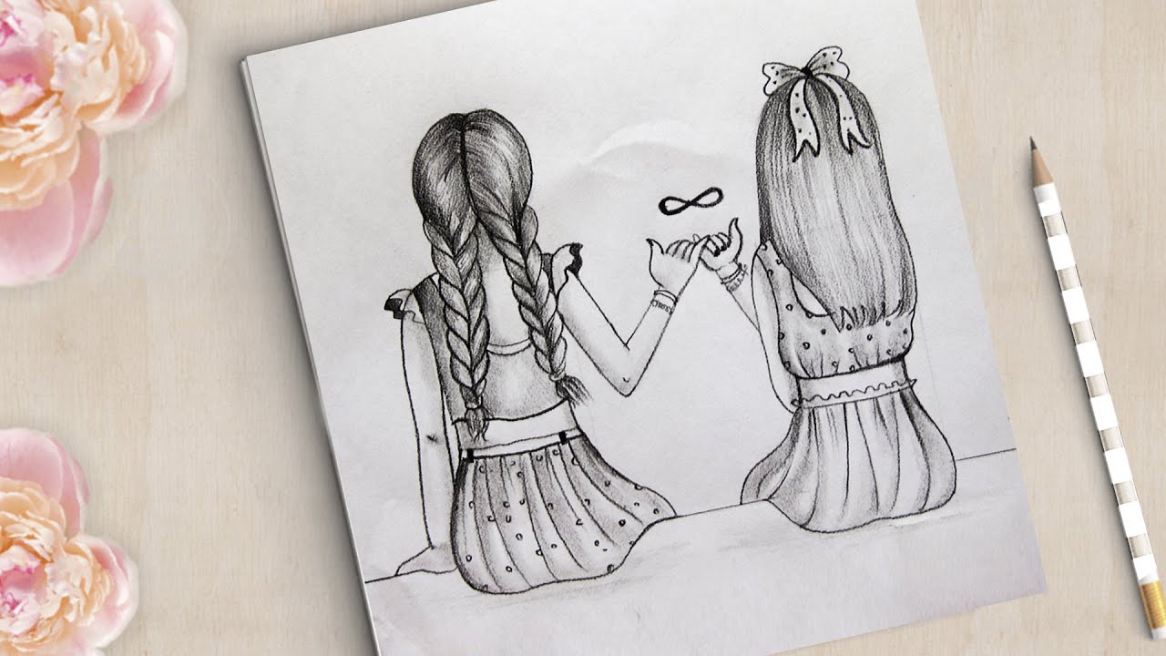 Best friends ❤ pencil Sketch Tutorial | How To Draw Two Friends Hugging  Each other - video Dailymotion