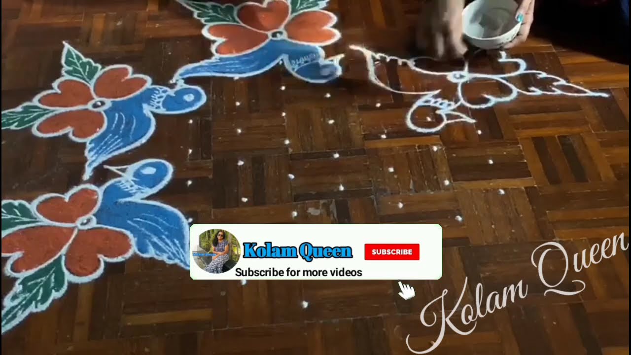 Simple Bird Kolam with Dots, Bird Kolam, Flower Kolam, Kolam Queen