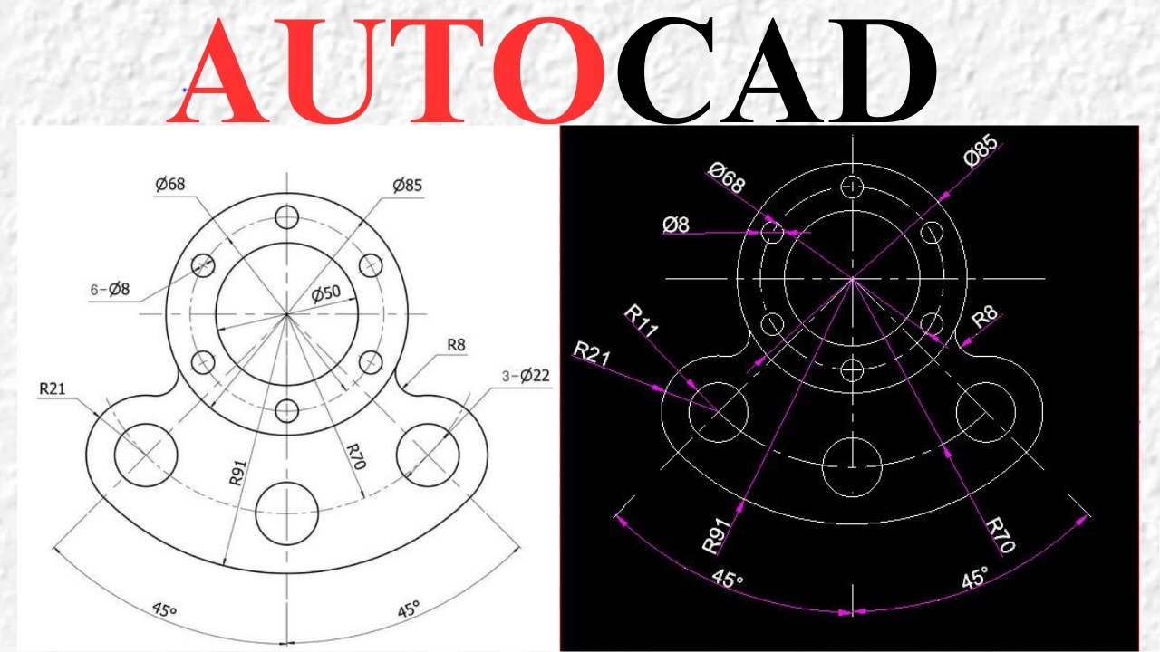 AutoCAD 2D Practice Drawing 8: Master Basic Commands Easily|Step-by ...