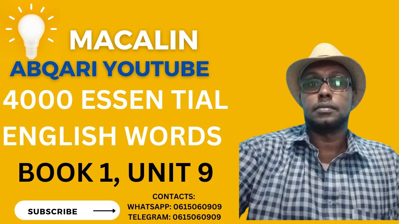 Af-Somaali ku baro 4000 Essential English Words book 1 ( UNIT 9) - YouTube