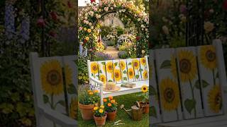 Plain Wooden Bench Stunning Sunflower Garden Bench! DIY Timelapse Makeover #GardenBench #GardenDecor