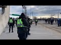 Scenes from today&#39;s blockade of the Ambassador Bridge as police attempt to clear protesters fro...