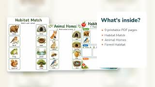 Woodland Habitat Homes | Animal Habitats Worksheets | Printable PDF | Etsy | 02