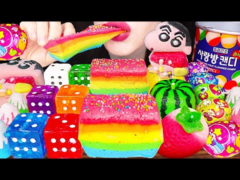 ASMR RAINBOW <strong>DICE</strong> CANDY, MARSHMALLOW DESSERT 먹는 주사위, 마쉬멜로우, 동결건조 사탕 MUKBANG, EATING