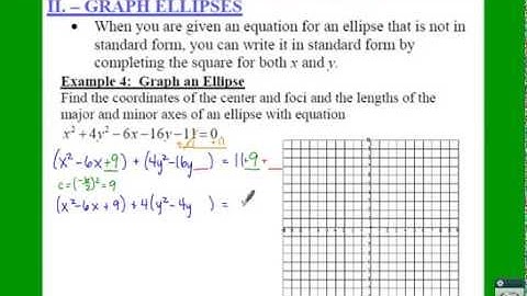 Algebra 2: 9.4 Notes: Example 4 - Graph an Ellipse