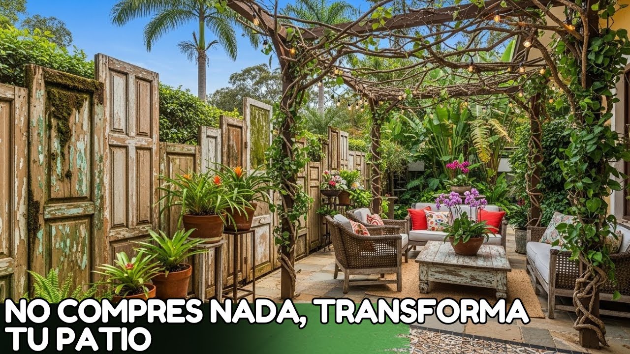 Как украсить патио натуральным тростником и забором из переработанной древесины: экологичные и де...